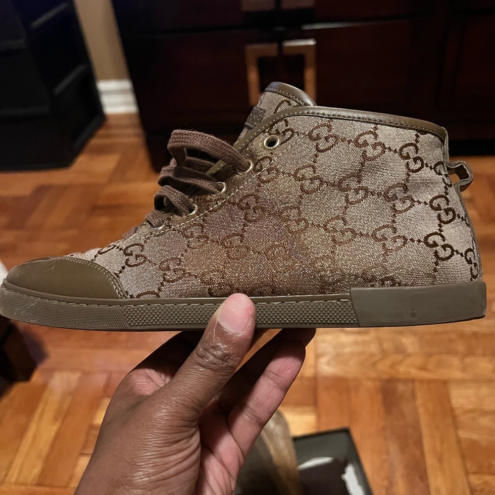 Gucci sneakers olive green with gold - Picture 8 of 10